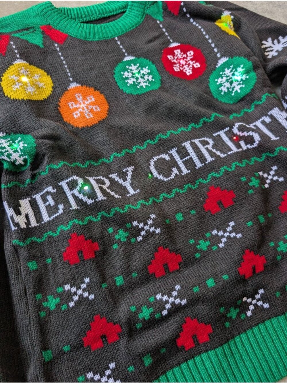 LED Light Up Merry Christmas Ugly Sweater Crewneck Small Holiday Party